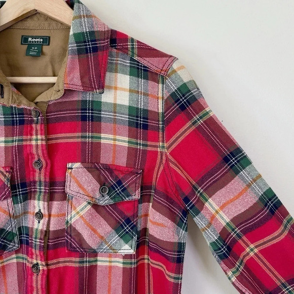 Roots Flannel Button Elbow Patch Cotton Shirt - Picture 4 of 14